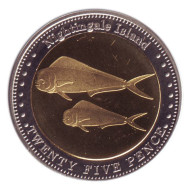Золотистая макрель (рыбы). 25 пенсов, 2011 год, Острова Тристан-да-Кунья. Золотистая макрель (рыбы). 25 пенсов, 2011 год, Острова Тристан-да-Кунья.