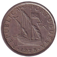 Монета 5 эскудо. 1975 год, Португалия. Парусный корабль. Монета 5 эскудо. 1975 год, Португалия. Парусный корабль.