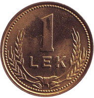 Монета 1 лек. 1988 год, Албания. Алюминиевая бронза. Монета 1 лек. 1988 год, Албания. Алюминиевая бронза.