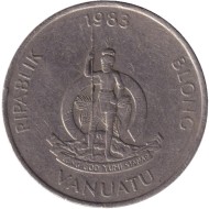 Монета 20 вату. 1983 год, Вануату. Кокосовый краб (пальмовый вор).