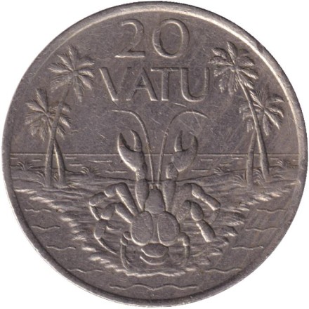 Монета 20 вату. 1983 год, Вануату. Кокосовый краб (пальмовый вор).