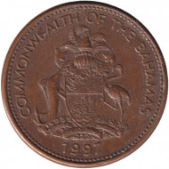 Монета 1 цент. 1997 год, Багамские острова. Морская звезда. Монета 1 цент. 1997 год, Багамские острова. Морская звезда.