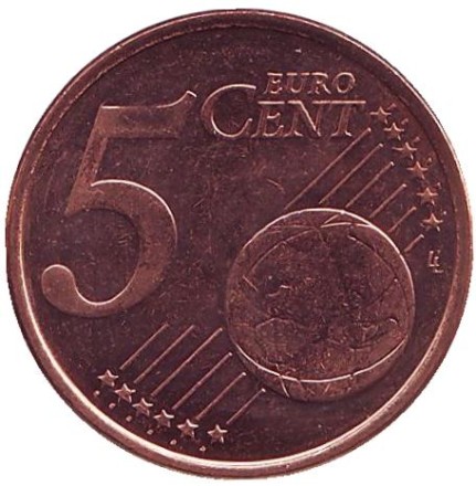 Монета 5 центов. 2008 год, Кипр. Монета 5 центов. 2008 год, Кипр.