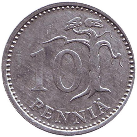 Монета 10 пенни. 1989 год, Финляндия.