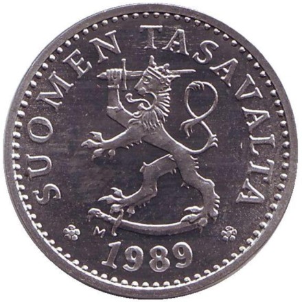 Монета 10 пенни. 1989 год, Финляндия. Монета 10 пенни. 1989 год, Финляндия.