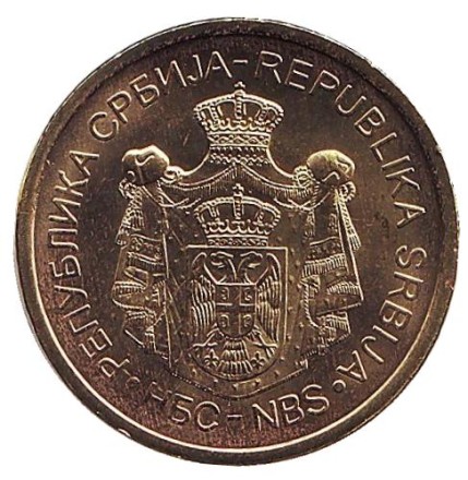 Монета 2 динара. 2019 год, Сербия. UNC. Монастырь Грачаница.