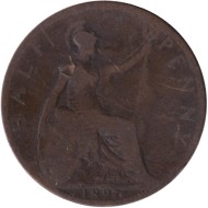 Монета 1/2 пенни. 1897 год, Великобритания. Монета 1/2 пенни. 1897 год, Великобритания.