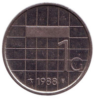 Монета 1 гульден. 1988 год, Нидерланды. Монета 1 гульден. 1988 год, Нидерланды.