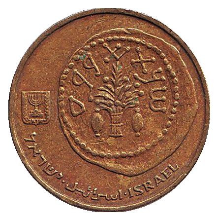 Монета 5 агор. 1995 год, Израиль. Древняя монета.