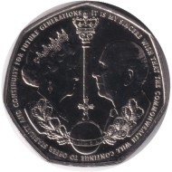 Монета 50 пенсов. 2022 год, Гибралтар. Вступление на престол Карла III. Монета 50 пенсов. 2022 год, Гибралтар. Вступление на престол Карла III.