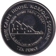 Монета 10 пенсов. 2018 год, Гибралтар. Дом Гибралтара в Лондоне. (BA).