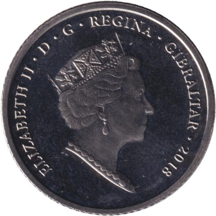 Монета 10 пенсов. 2018 год, Гибралтар. Дом Гибралтара в Лондоне. (BA).