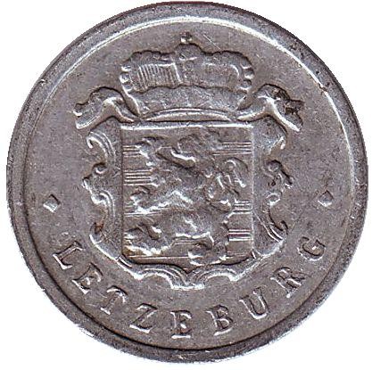 Монета 25 сантимов. 1963 год, Люксембург.  Монета 25 сантимов. 1963 год, Люксембург.