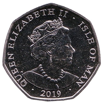 Монета 50 пенсов. 2019 год, Остров Мэн. Питер Пэн. Крокодил. Монета 50 пенсов. 2019 год, Остров Мэн. Питер Пэн. Крокодил.