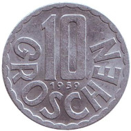 Монета 10 грошей. 1959 год, Австрия. Монета 10 грошей. 1959 год, Австрия.