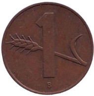 Монета 1 раппен. 1959 год, Швейцария. Монета 1 раппен. 1959 год, Швейцария.