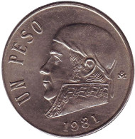 Монета 1 песо. 1981 год, Мексика. (открытая 8). Хосе Мария Морелос. Монета 1 песо. 1981 год, Мексика. (открытая 8). Хосе Мария Морелос.