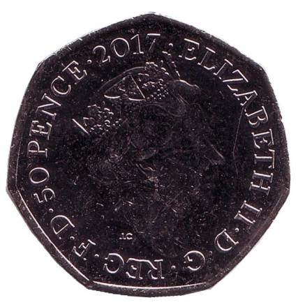 Монета 50 пенсов. 2017 год, Великобритания. 150 лет со дня рождения Беатрис Поттер. Кролик Питер. Монета 50 пенсов. 2017 год, Великобритания. 150 лет со дня рождения Беатрис Поттер. Кролик Питер.