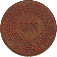 Монета 1 соль. 1963 год, Перу. Монета 1 соль. 1963 год, Перу.