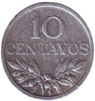 Монета 10 сентаво. 1972 год, Португалия. Ростки. Монета 10 сентаво. 1972 год, Португалия. Ростки.