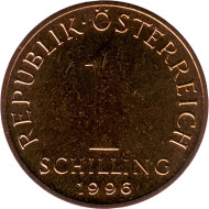 Монета 1 шиллинг. 1996 год, Австрия. Эдельвейс. BU. Монета 1 шиллинг. 1996 год, Австрия. Эдельвейс. BU.