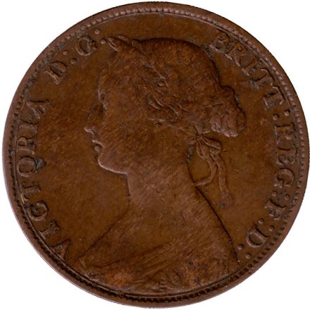 Монета 1/2 пенни. 1861 год, Великобритания. Монета 1/2 пенни. 1861 год, Великобритания.