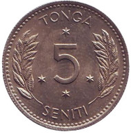 Монета 5 сенити. 1968 год, Тонга. Монета 5 сенити. 1968 год, Тонга.