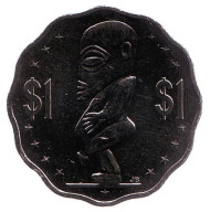 Монета 1 доллар. 2010 год, Острова Кука. Бог плодородия. Монета 1 доллар. 2010 год, Острова Кука. Бог плодородия.