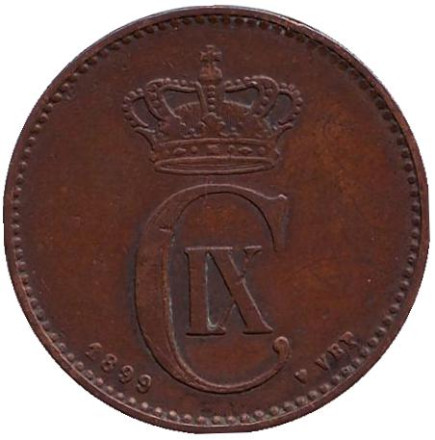 Монета 2 эре. 1899 год, Дания. Монета 2 эре. 1899 год, Дания.