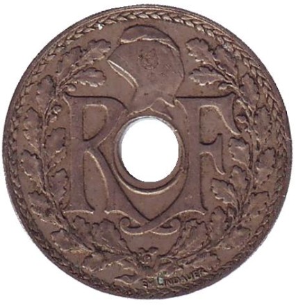 Монета 10 сантимов. 1927 год, Франция.