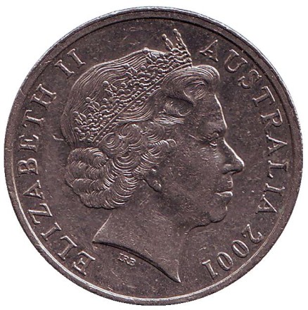 Монета 20 центов. 2001 год, Австралия. Утконос.