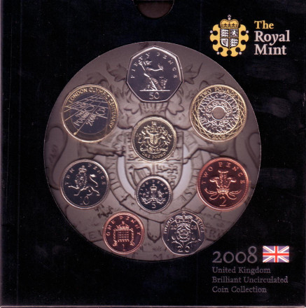 Годовой набор монет Великобритании в буклете 2008 года. (9 шт).