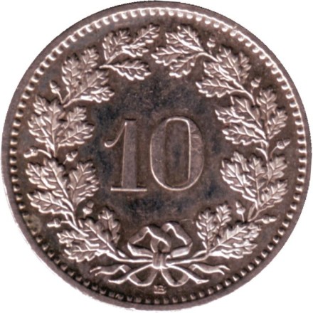 Монета 10 раппенов. 2013 год, Швейцария. Монета 10 раппенов. 2013 год, Швейцария.