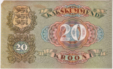 Банкнота 20 крон. 1932 год, Эстония.