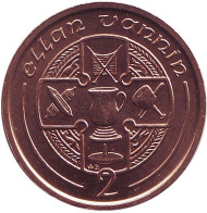 Монета 2 пенса. 1989 год (AB), Остров Мэн. UNC. Кельтский крест. Монета 2 пенса. 1989 год (AB), Остров Мэн. UNC. Кельтский крест.