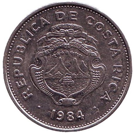 Монета 1 колон. 1984 год, Коста-Рика. Монета 1 колон. 1984 год, Коста-Рика.