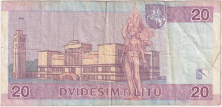Банкнота 20 литов. 2007 год, Литва.