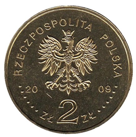 Монета 2 злотых, 2009 год, Польша. 70 лет польскому подпольному движению.