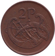 Монета 2 пенса. 1992 год, Ирландия. Птица. Ирландская арфа. Монета 2 пенса. 1992 год, Ирландия. Птица. Ирландская арфа.