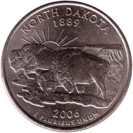 Монета 25 центов (D). 2006 год, США. Северная Дакота. Штат № 39. Монета 25 центов (D). 2006 год, США. Северная Дакота. Штат № 39.