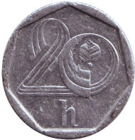 Монета 20 геллеров. 1994 год (b), Чехия. Монета 20 геллеров. 1994 год (b), Чехия.