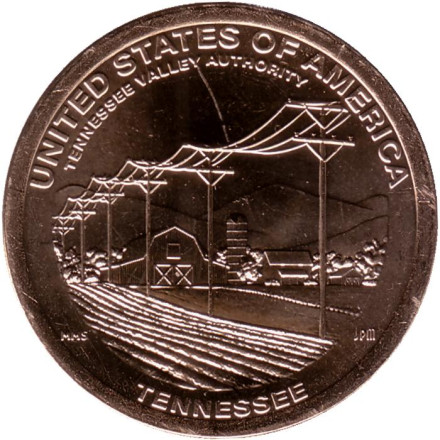 Монета 1 доллар. 2022 год (D), США. Администрация долины реки Теннесси. Серия "Американские инновации".