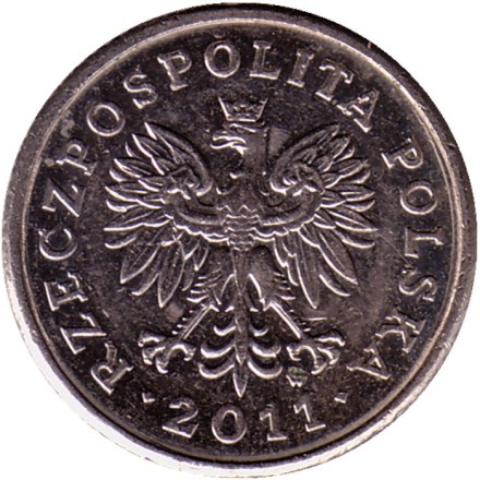 Монета 20 грошей. 2011 год, Польша. Монета 20 грошей. 2011 год, Польша.