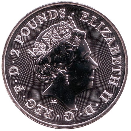 Монета 2 фунта. 2019 год, Великобритания. Год свиньи.
