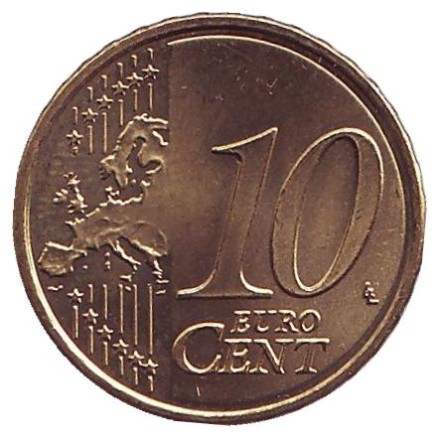 Монета 10 центов. 2017 год, Испания. Монета 10 центов. 2017 год, Испания.