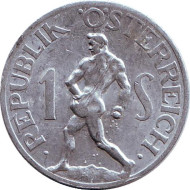 Монета 1 шиллинг. 1952 год, Австрия. Монета 1 шиллинг. 1952 год, Австрия.