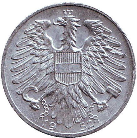 Монета 1 шиллинг. 1952 год, Австрия. Монета 1 шиллинг. 1952 год, Австрия.
