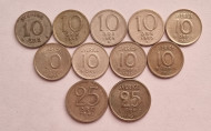 Подборка из 11-ти монет номиналами 10 и 25 эре. 1941-1962 гг., Швеция. Подборка из 11-ти монет номиналами 10 и 25 эре. 1941-1962 гг., Швеция.