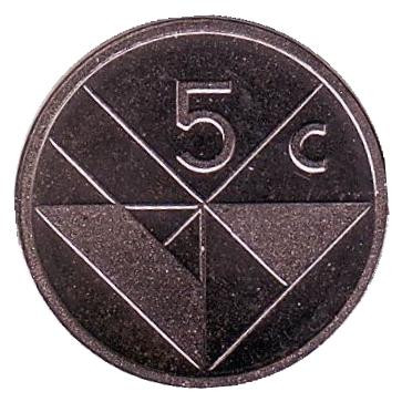 Монета 5 центов. 1990 год, Аруба. UNC.
