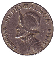 Монета 1/2 бальбоа. 1979 год, Панама.